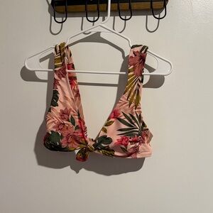 Kona Sol Floral Bikini Top - Pink and Green